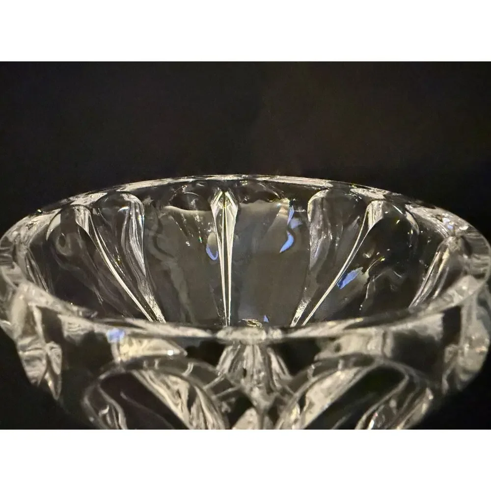 🌟 Vintage Signed Art Glass Bowl | Etched Cut Crystal Style | 5.75